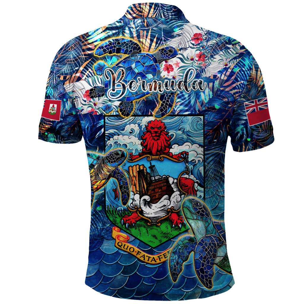 Bermuda Polo Shirt Sea Turtle Tropical Pattern - Wonder Print Shop
