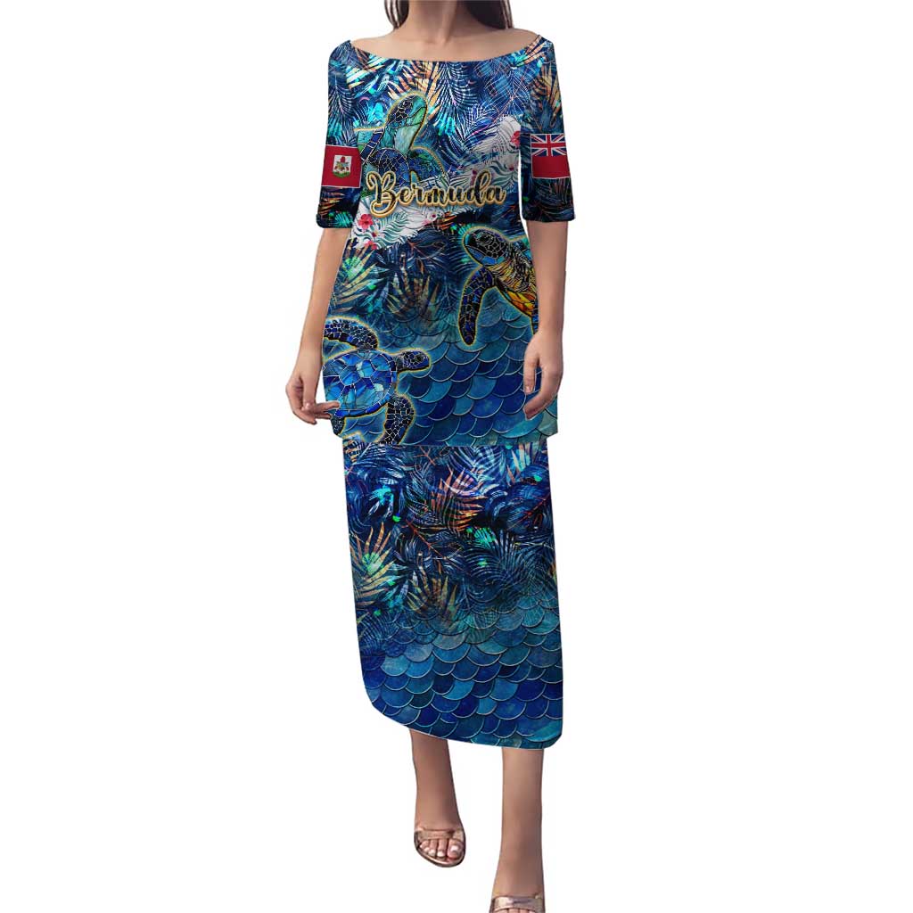 Bermuda Puletasi Sea Turtle Tropical Pattern - Wonder Print Shop