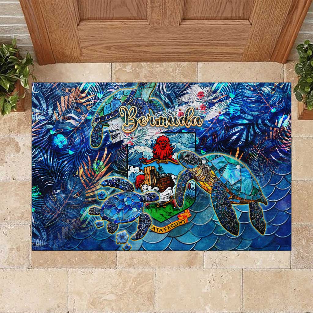 Bermuda Rubber Doormat Sea Turtle Tropical Pattern - Wonder Print Shop