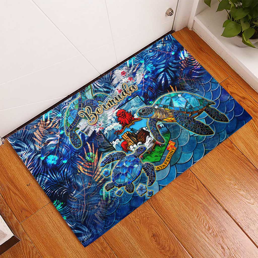 Bermuda Rubber Doormat Sea Turtle Tropical Pattern - Wonder Print Shop