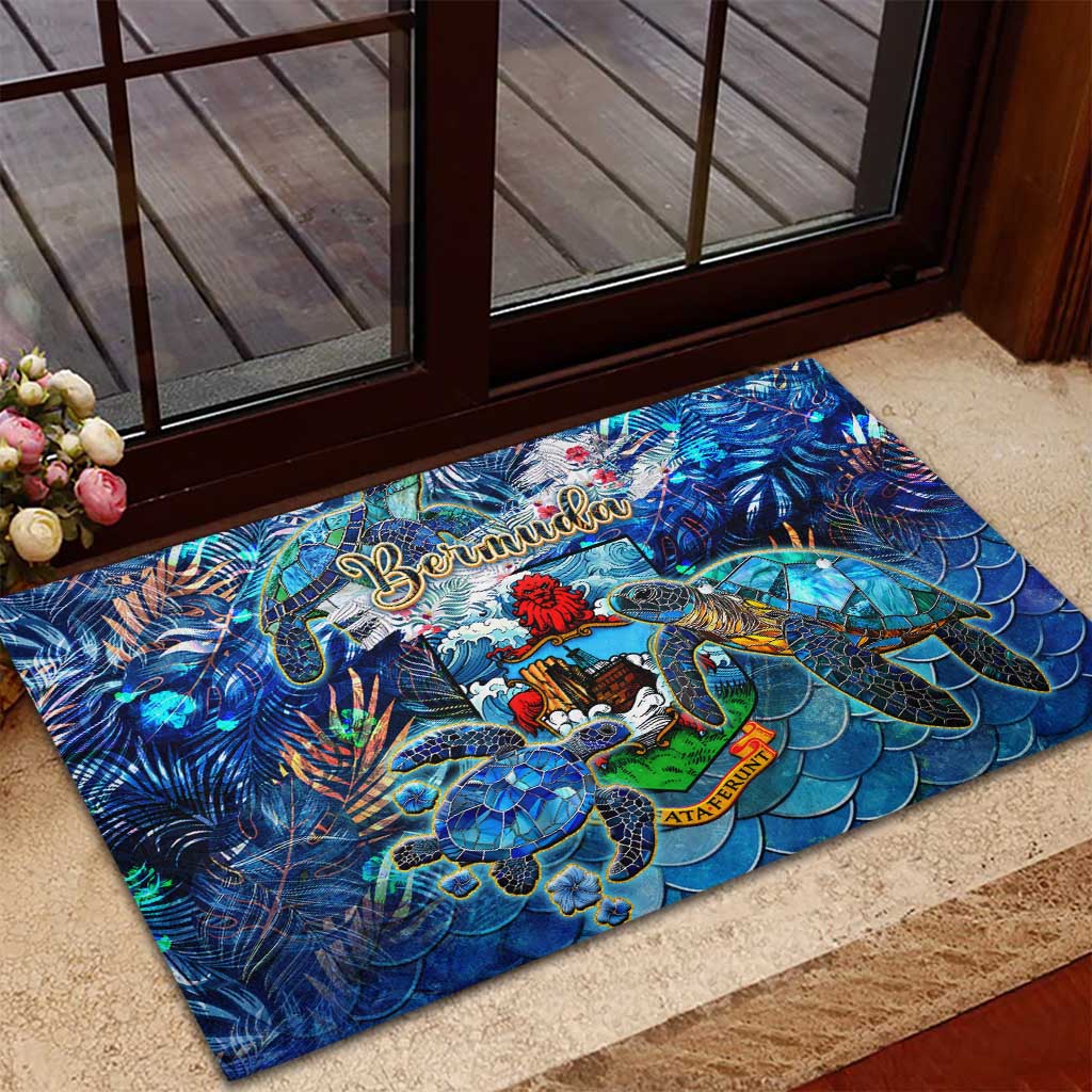 Bermuda Rubber Doormat Sea Turtle Tropical Pattern - Wonder Print Shop