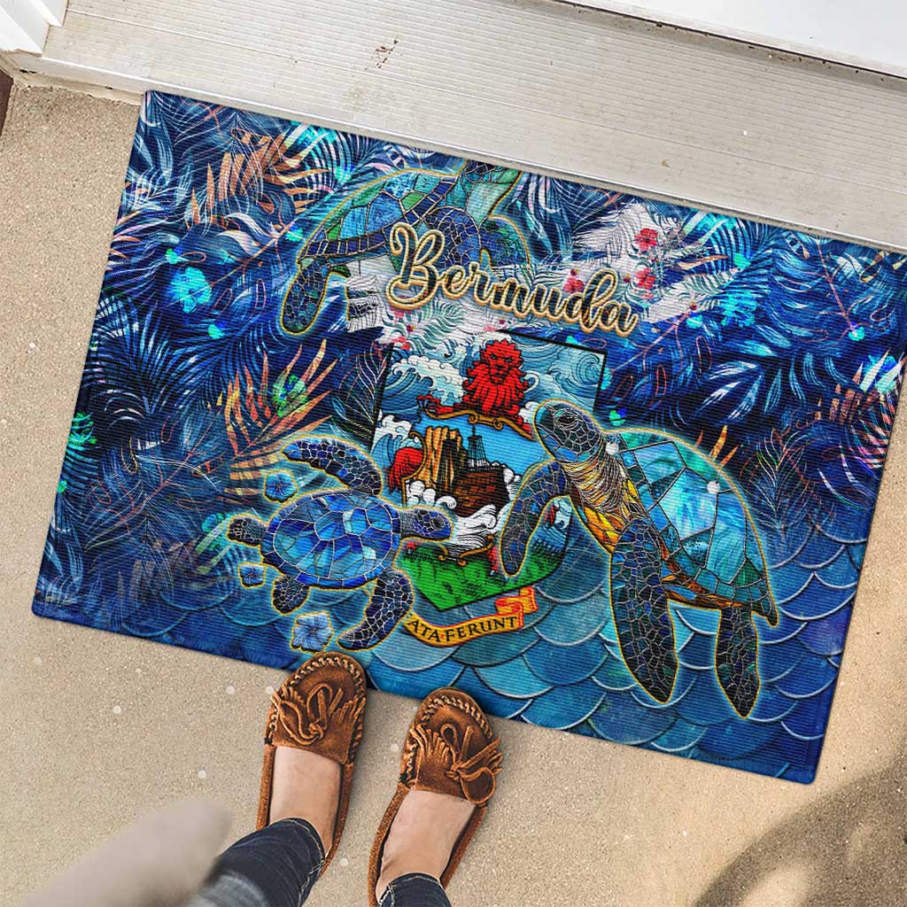 Bermuda Rubber Doormat Sea Turtle Tropical Pattern - Wonder Print Shop