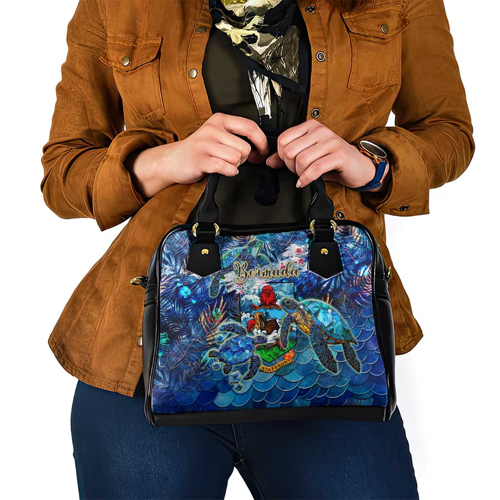 Bermuda Shoulder Handbag Sea Turtle Tropical Pattern - Wonder Print Shop