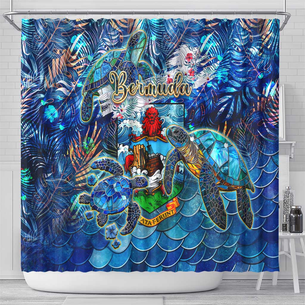 Bermuda Shower Curtain Sea Turtle Tropical Pattern - Wonder Print Shop