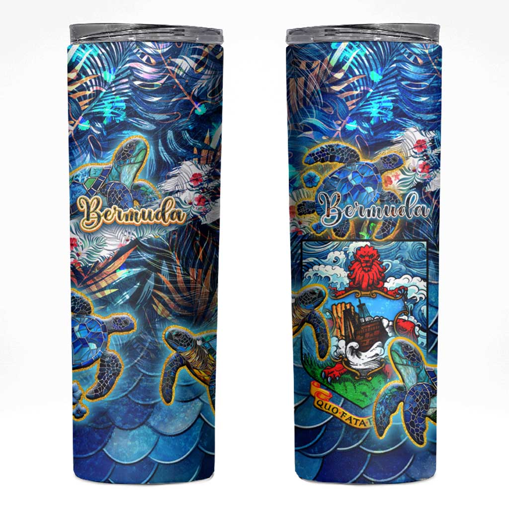 Bermuda Skinny Tumbler Sea Turtle Tropical Pattern - Wonder Print Shop