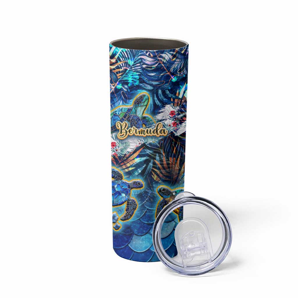 Bermuda Skinny Tumbler Sea Turtle Tropical Pattern - Wonder Print Shop