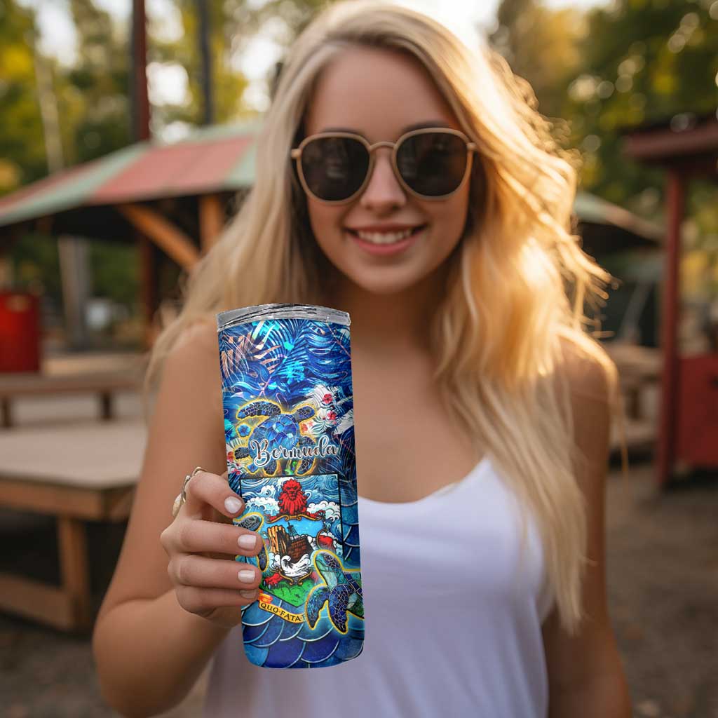 Bermuda Skinny Tumbler Sea Turtle Tropical Pattern - Wonder Print Shop