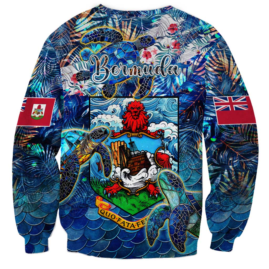 Bermuda Sweatshirt Sea Turtle Tropical Pattern - Wonder Print Shop