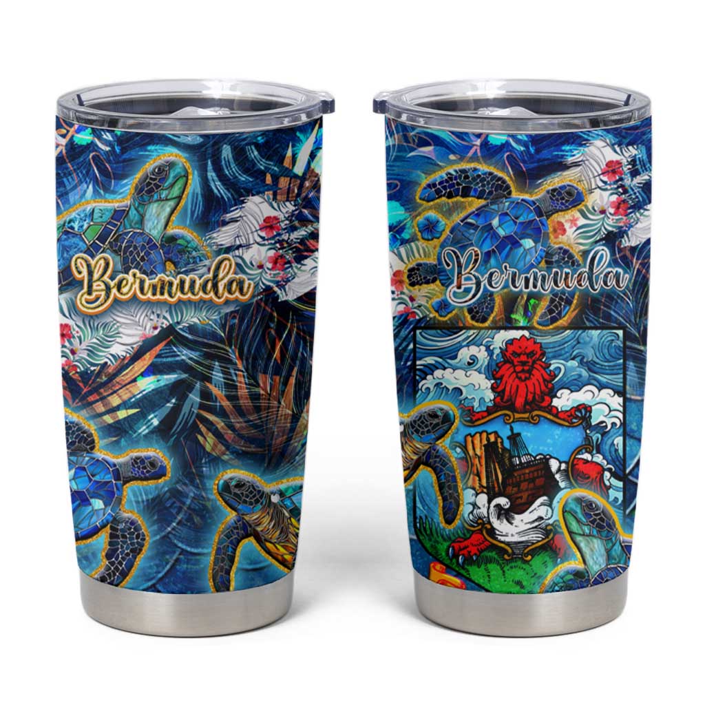 Bermuda Tumbler Cup Sea Turtle Tropical Pattern - Wonder Print Shop