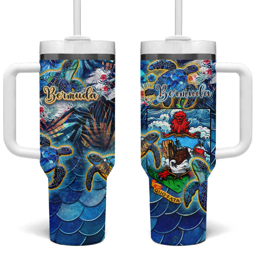 Bermuda Tumbler With Handle Sea Turtle Tropical Pattern - Wonder Print Shop