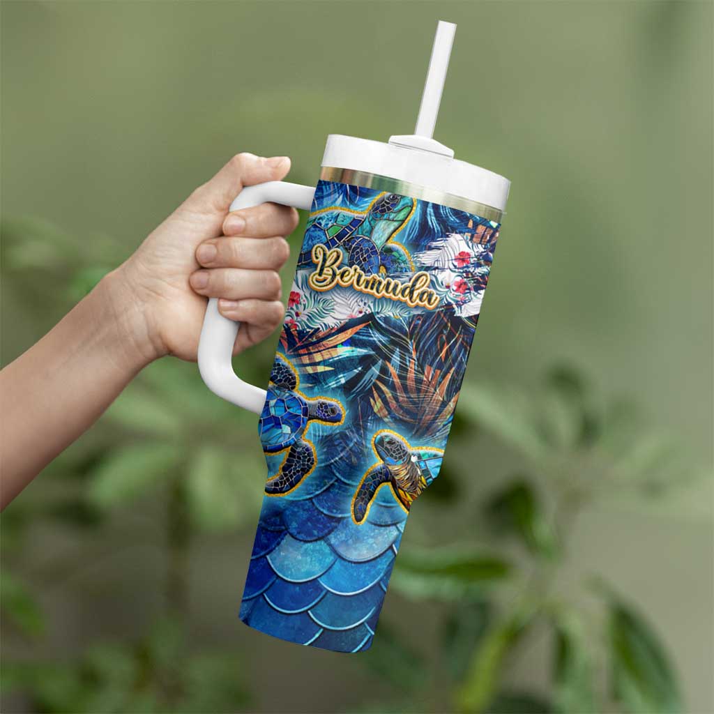 Bermuda Tumbler With Handle Sea Turtle Tropical Pattern - Wonder Print Shop