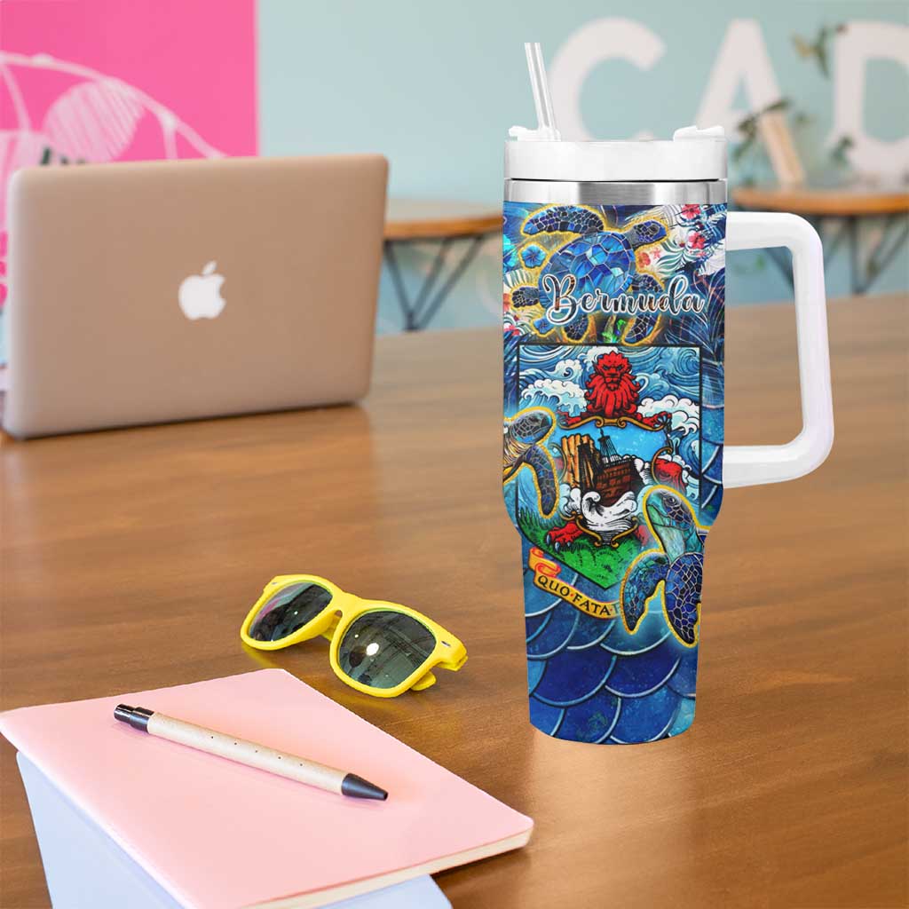 Bermuda Tumbler With Handle Sea Turtle Tropical Pattern - Wonder Print Shop
