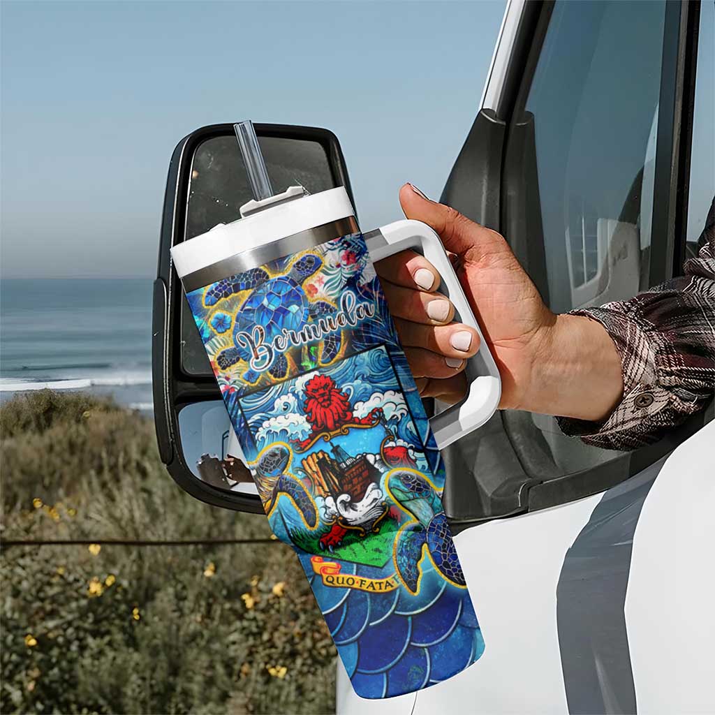 Bermuda Tumbler With Handle Sea Turtle Tropical Pattern - Wonder Print Shop