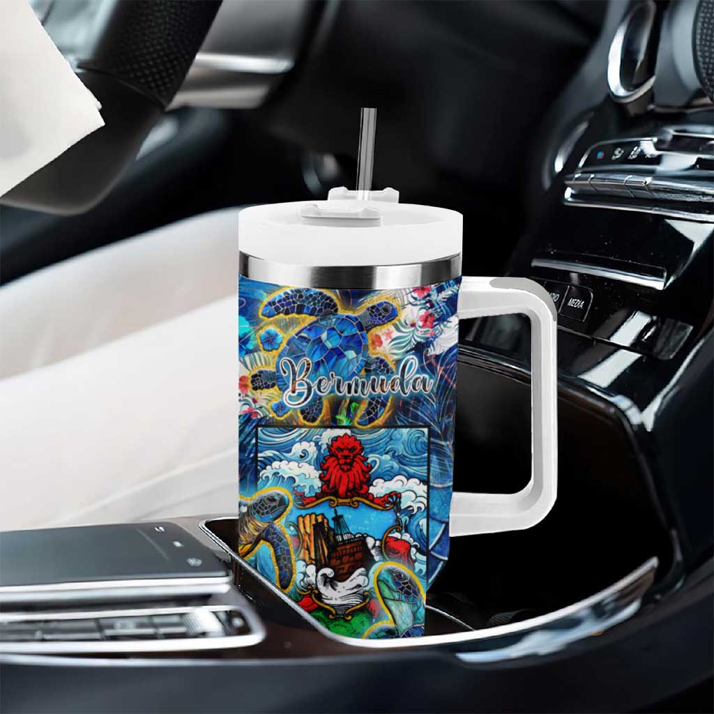 Bermuda Tumbler With Handle Sea Turtle Tropical Pattern - Wonder Print Shop
