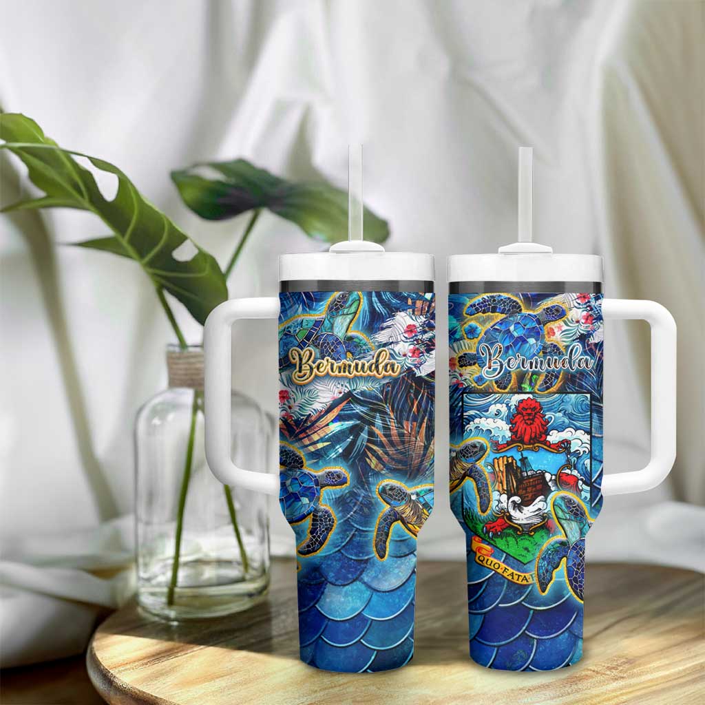 Bermuda Tumbler With Handle Sea Turtle Tropical Pattern - Wonder Print Shop