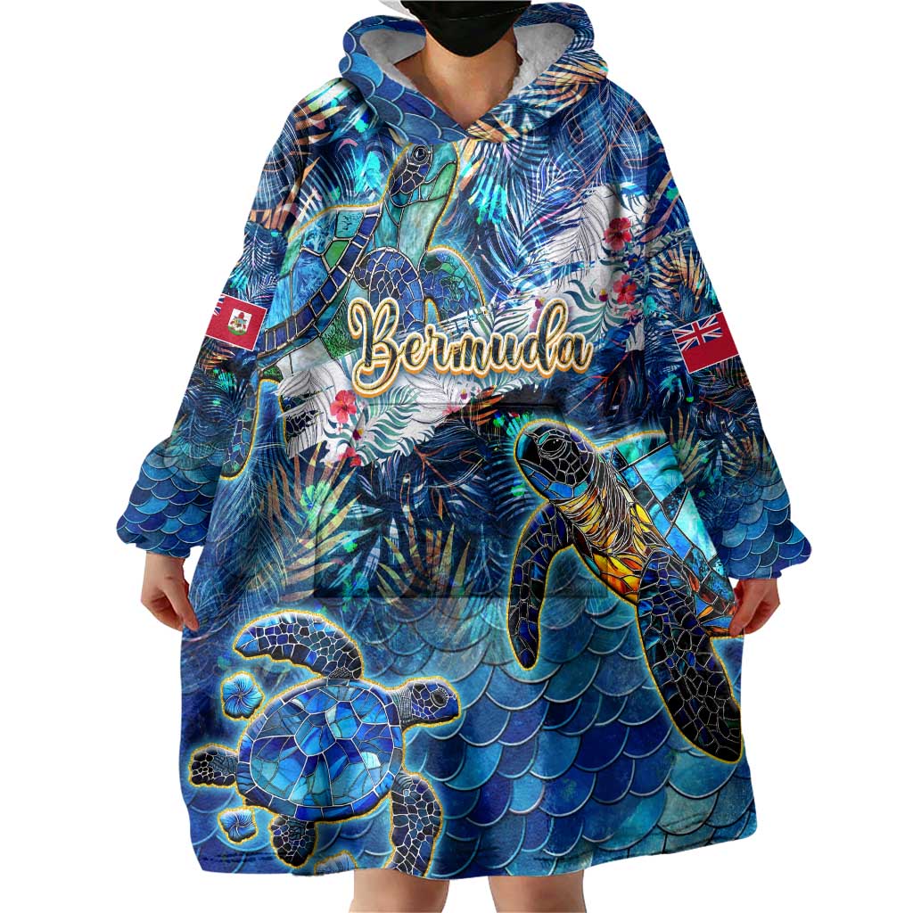 Bermuda Wearable Blanket Hoodie Sea Turtle Tropical Pattern - Wonder Print Shop