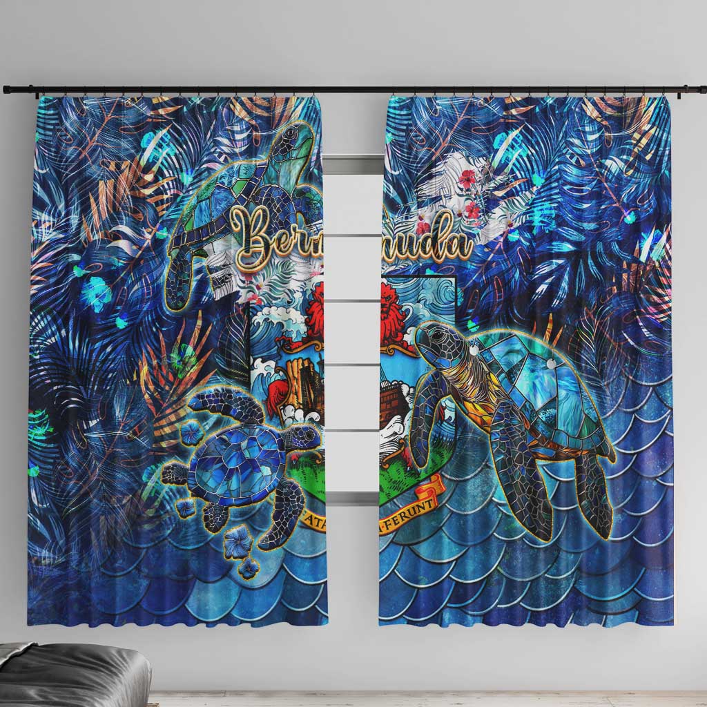 Bermuda Window Curtain Sea Turtle Tropical Pattern - Wonder Print Shop