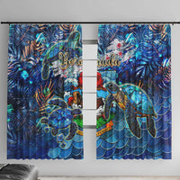 Bermuda Window Curtain Sea Turtle Tropical Pattern - Wonder Print Shop