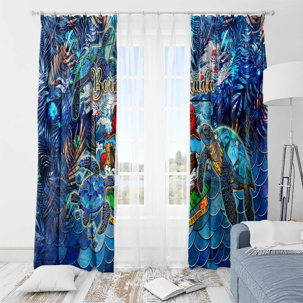 Bermuda Window Curtain Sea Turtle Tropical Pattern - Wonder Print Shop