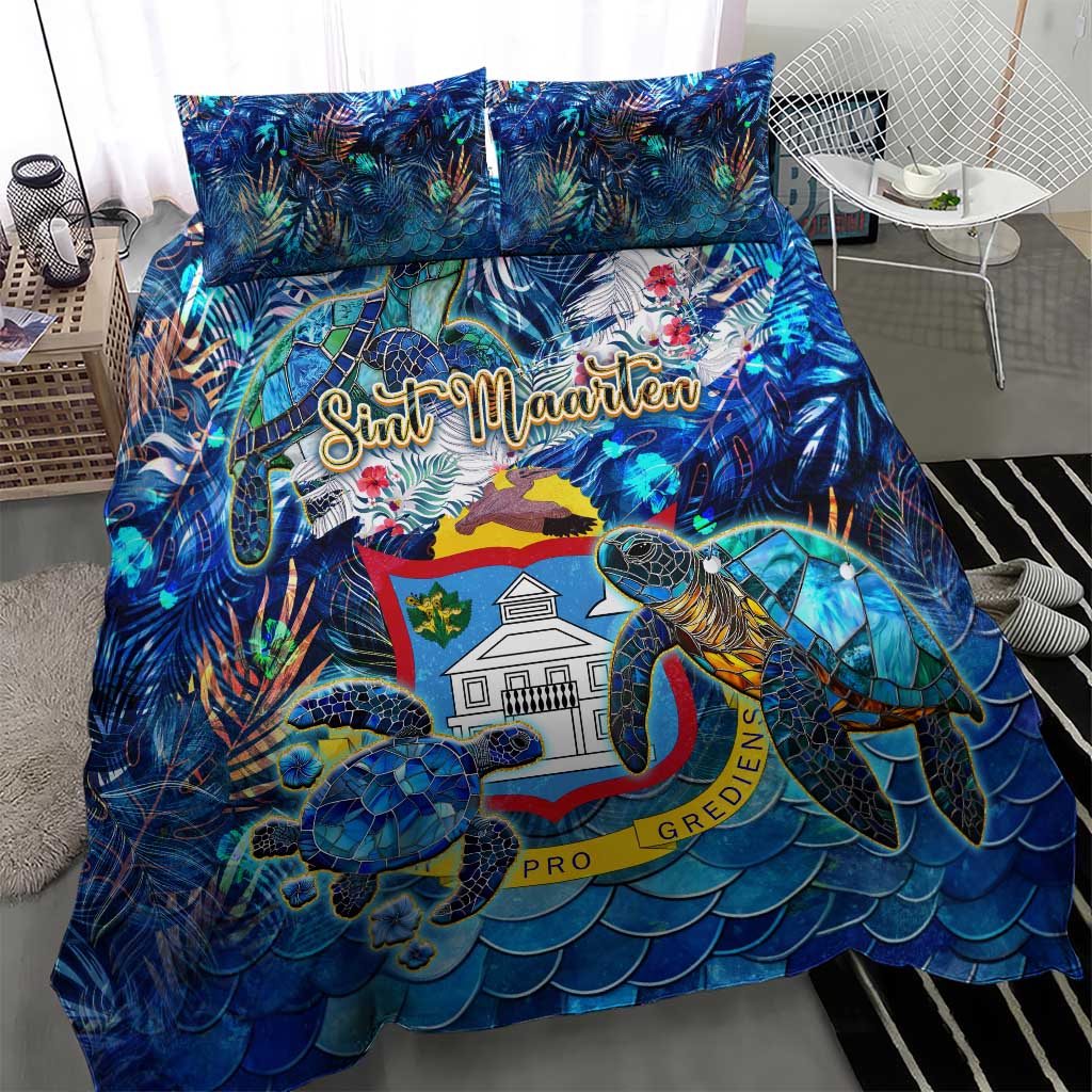 Sint Maarten Bedding Set Sea Turtle Tropical Pattern