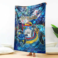 Sint Maarten Blanket Sea Turtle Tropical Pattern