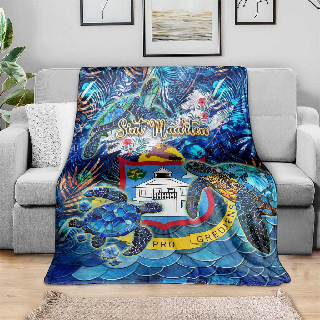 Sint Maarten Blanket Sea Turtle Tropical Pattern