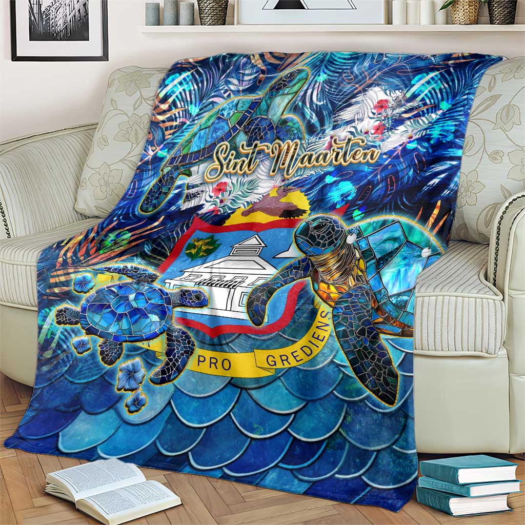 Sint Maarten Blanket Sea Turtle Tropical Pattern