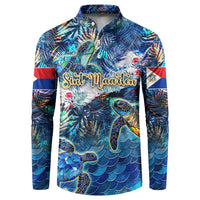 Sint Maarten Button Sweatshirt Sea Turtle Tropical Pattern