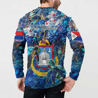 Sint Maarten Button Sweatshirt Sea Turtle Tropical Pattern