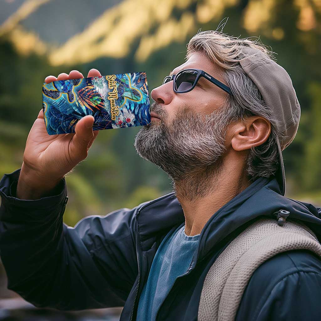 Sint Maarten 4 in 1 Can Cooler Tumbler Sea Turtle Tropical Pattern