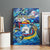 Sint Maarten Canvas Wall Art Sea Turtle Tropical Pattern
