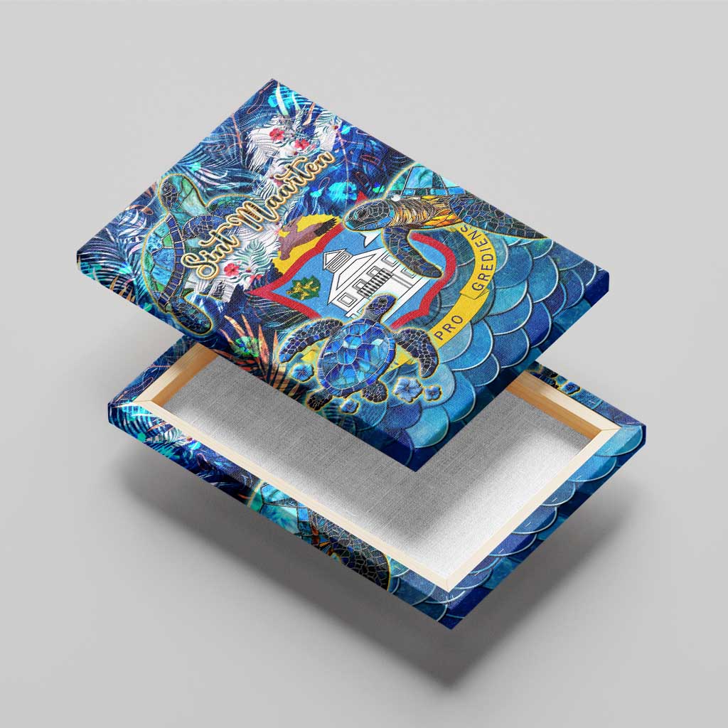 Sint Maarten Canvas Wall Art Sea Turtle Tropical Pattern