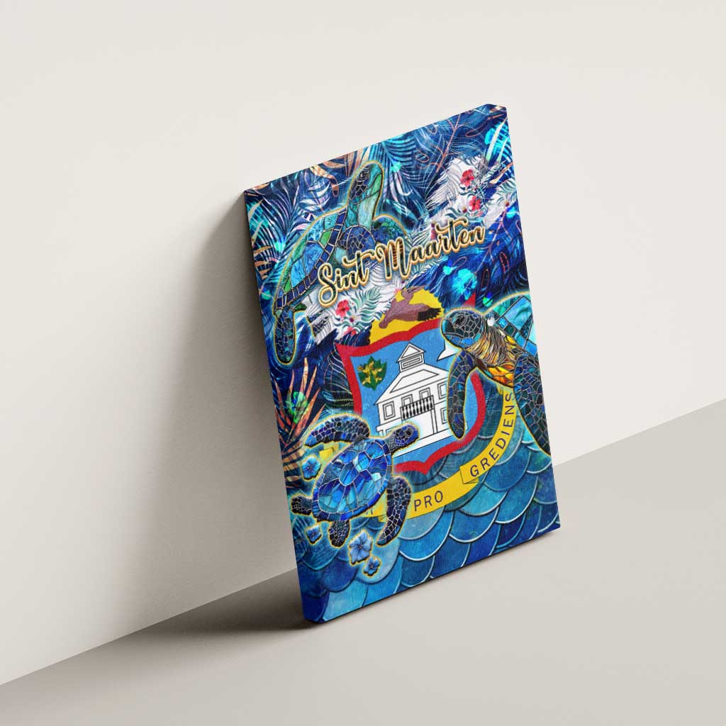 Sint Maarten Canvas Wall Art Sea Turtle Tropical Pattern