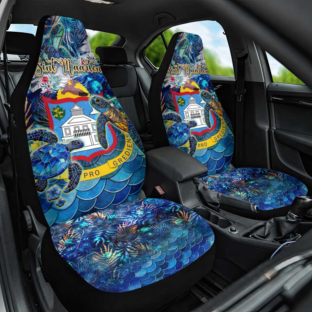 Sint Maarten Car Seat Cover Sea Turtle Tropical Pattern