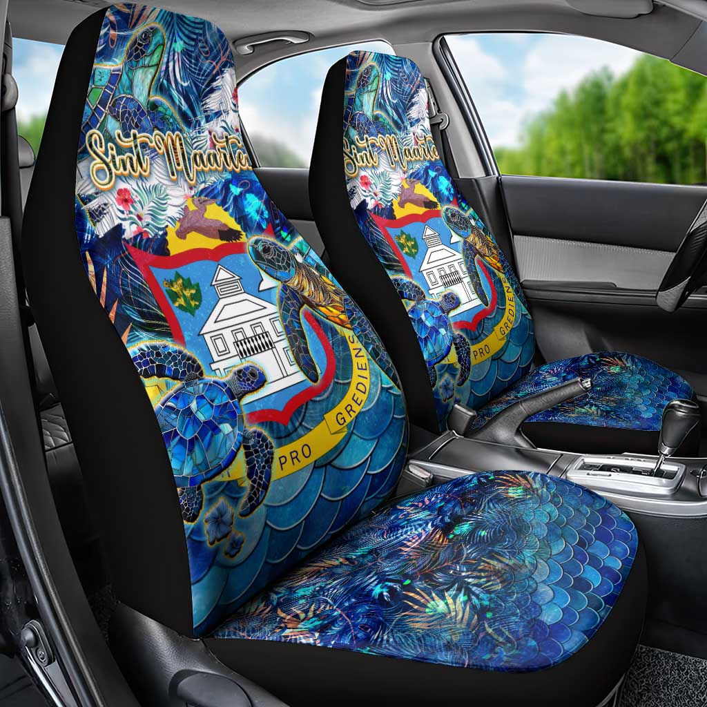 Sint Maarten Car Seat Cover Sea Turtle Tropical Pattern