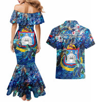Sint Maarten Couples Matching Mermaid Dress and Hawaiian Shirt Sea Turtle Tropical Pattern