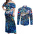 Sint Maarten Couples Matching Off Shoulder Maxi Dress and Long Sleeve Button Shirt Sea Turtle Tropical Pattern