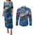 Sint Maarten Couples Matching Puletasi and Long Sleeve Button Shirt Sea Turtle Tropical Pattern