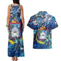 Sint Maarten Couples Matching Tank Maxi Dress and Hawaiian Shirt Sea Turtle Tropical Pattern