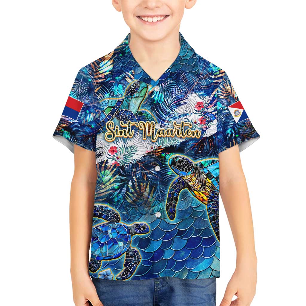 Sint Maarten Family Matching Off Shoulder Short Dress and Hawaiian Shirt Sea Turtle Tropical Pattern - Wonder Print Shop