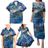 Sint Maarten Family Matching Puletasi and Hawaiian Shirt Sea Turtle Tropical Pattern