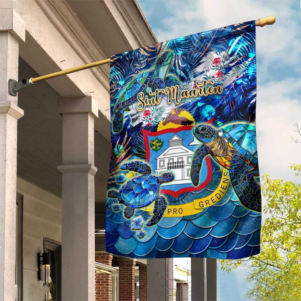 Sint Maarten Garden Flag Sea Turtle Tropical Pattern - Wonder Print Shop