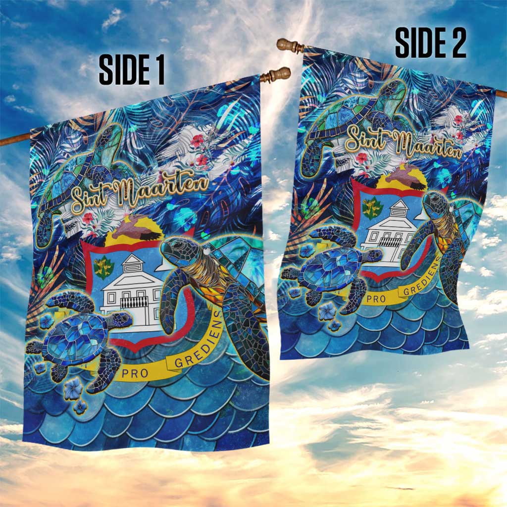 Sint Maarten Garden Flag Sea Turtle Tropical Pattern - Wonder Print Shop