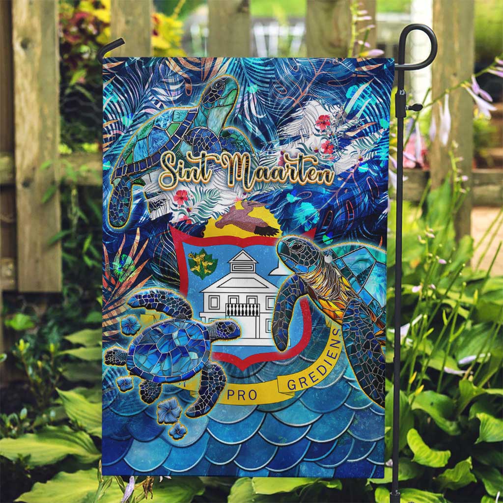 Sint Maarten Garden Flag Sea Turtle Tropical Pattern - Wonder Print Shop