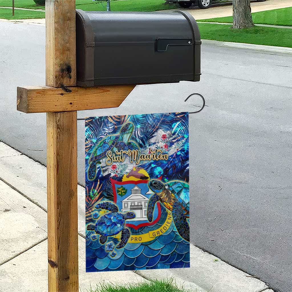 Sint Maarten Garden Flag Sea Turtle Tropical Pattern - Wonder Print Shop