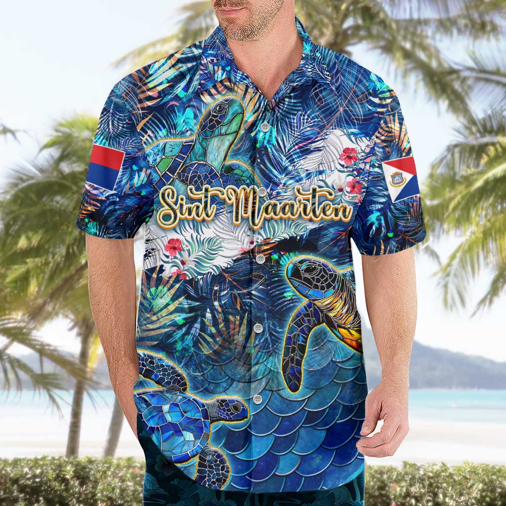 Sint Maarten Hawaiian Shirt Sea Turtle Tropical Pattern - Wonder Print Shop