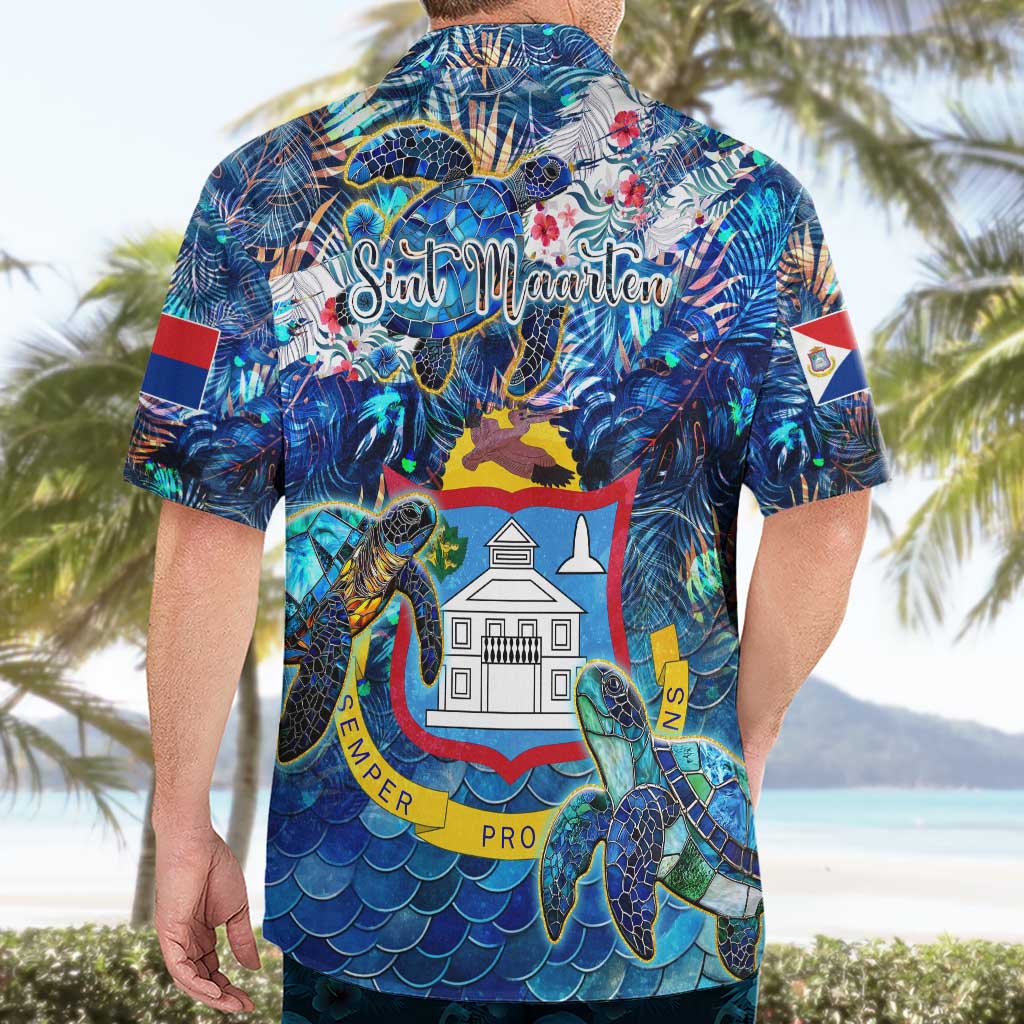 Sint Maarten Hawaiian Shirt Sea Turtle Tropical Pattern - Wonder Print Shop
