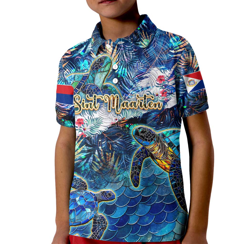 Sint Maarten Kid Polo Shirt Sea Turtle Tropical Pattern - Wonder Print Shop
