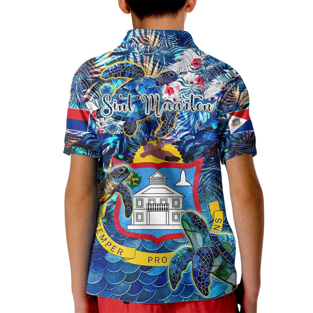 Sint Maarten Kid Polo Shirt Sea Turtle Tropical Pattern - Wonder Print Shop