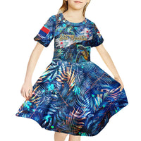 Sint Maarten Kid Short Sleeve Dress Sea Turtle Tropical Pattern - Wonder Print Shop